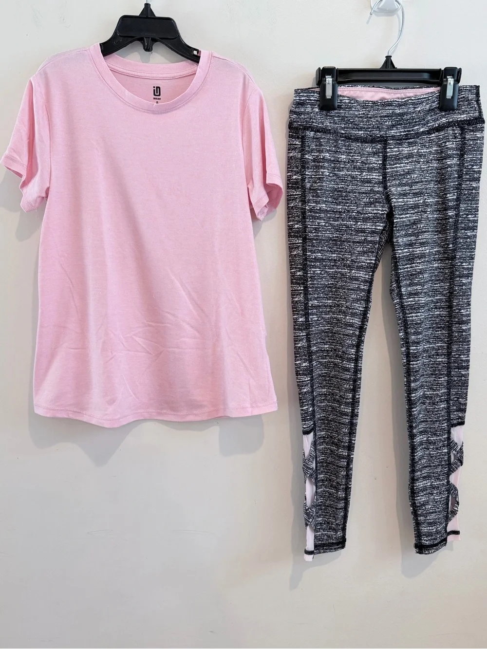 Ideology Pink Tee with Gray Space-Dye Leggings Set